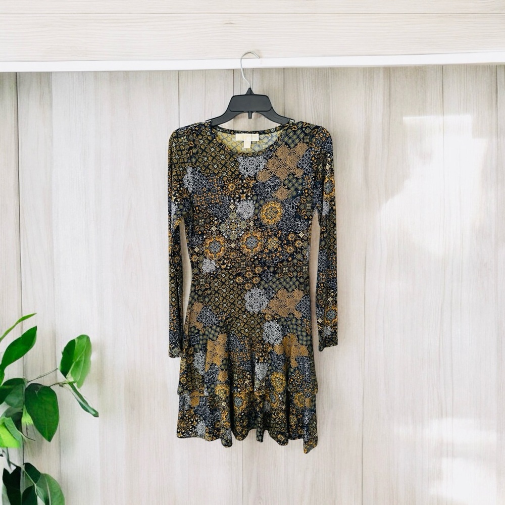 Michael Michael Kors Long Sleeved Printed Dress Women Size XS.